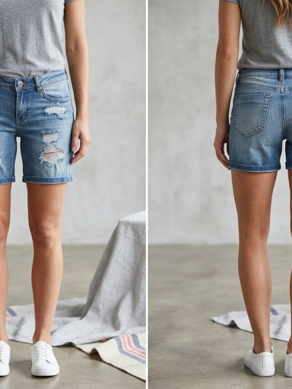 Indigo Rein Light Blue Distressed Denim Shorts.    SH 1